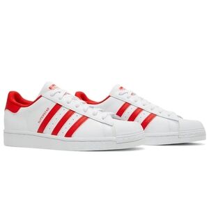ADIDAS SUPERSTAR | Men's White Vivid Red | Size 10